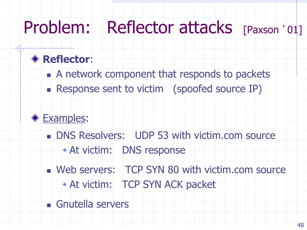 problem reflector attacks paxson 01