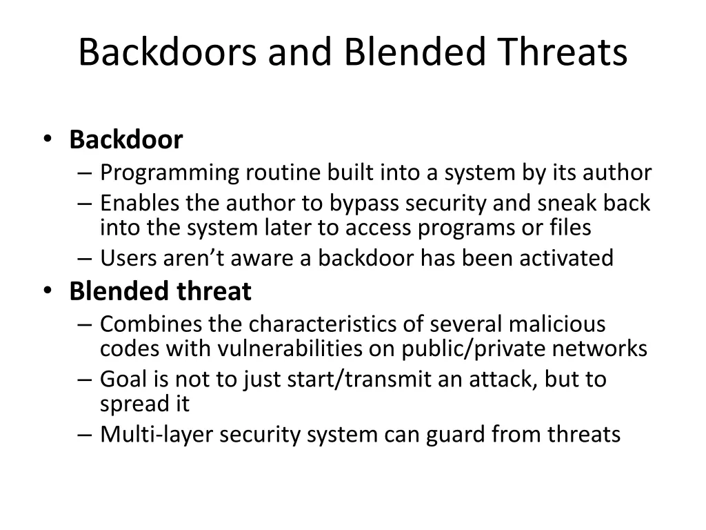 backdoors and blended threats