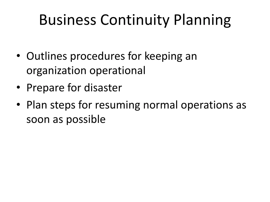 business continuity planning