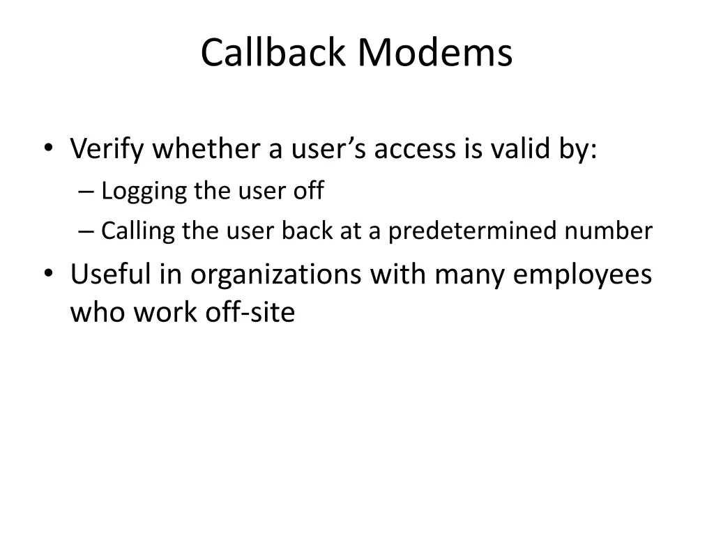 callback modems