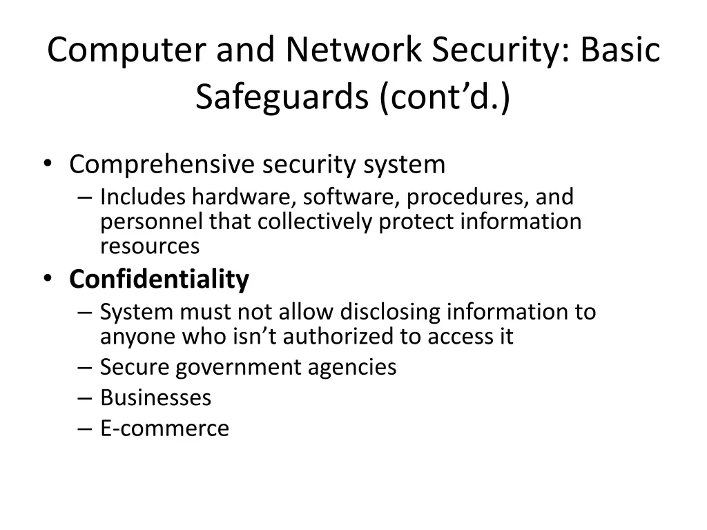 computer and network security basic safeguards 2