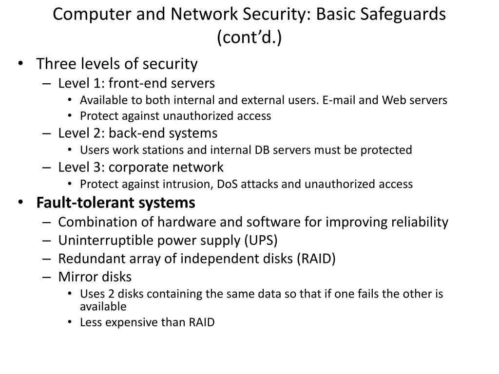 computer and network security basic safeguards 4