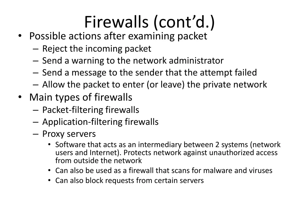 firewalls cont d
