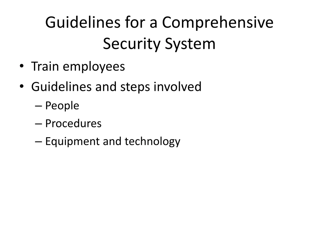 guidelines for a comprehensive security system