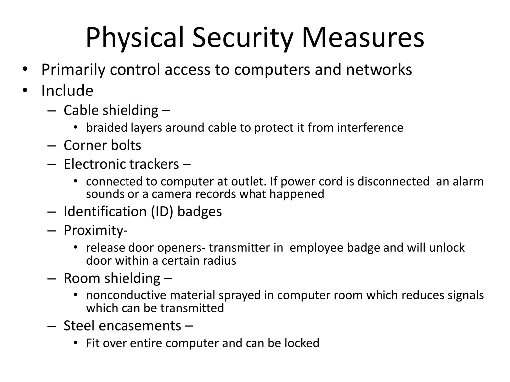 physical security measures primarily control