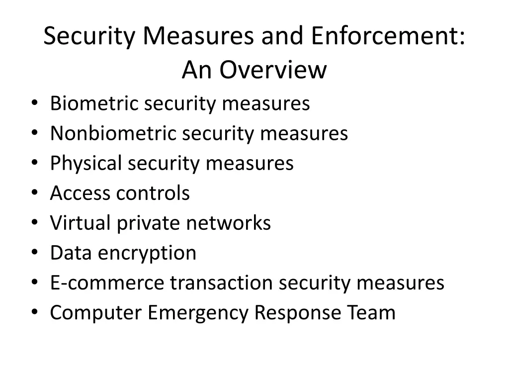 security measures and enforcement an overview