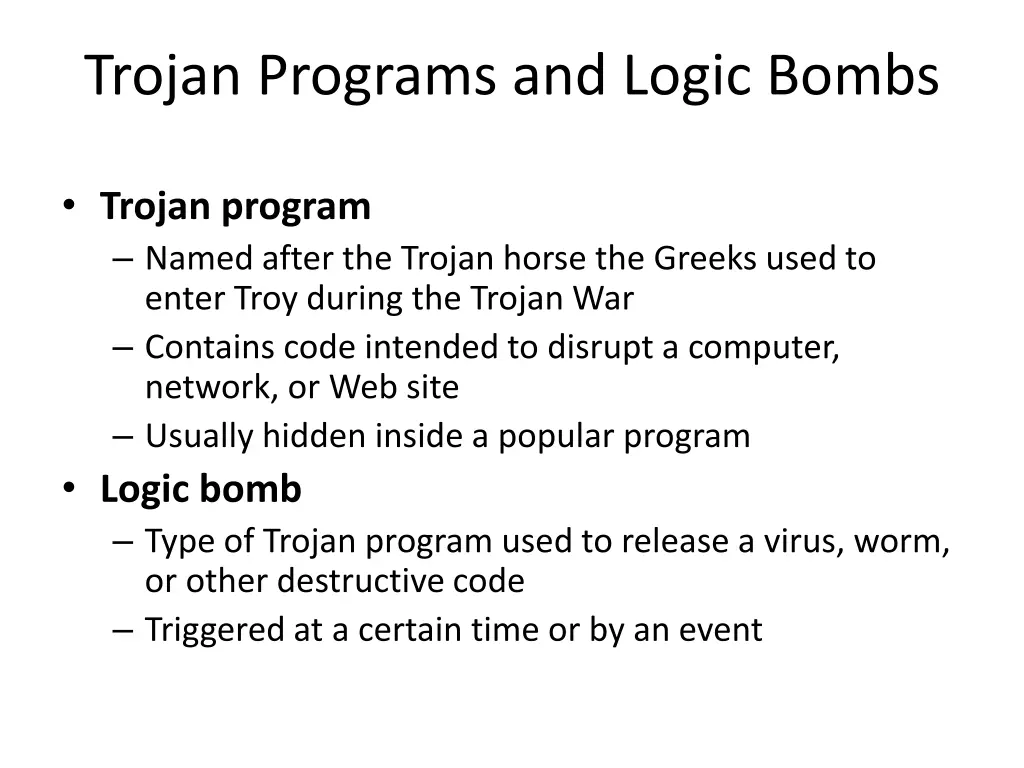 trojan programs and logic bombs