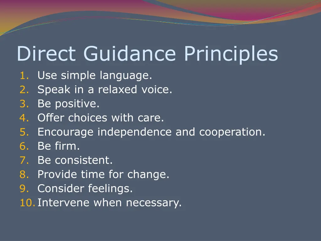 direct guidance principles 1 use simple language