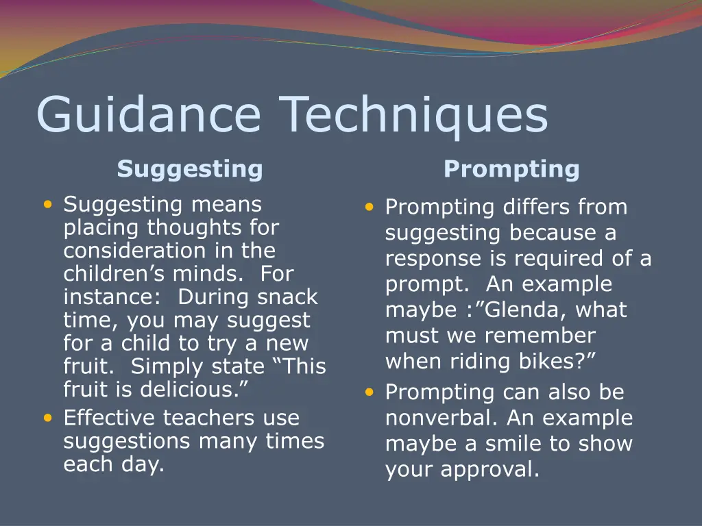 guidance techniques suggesting suggesting means