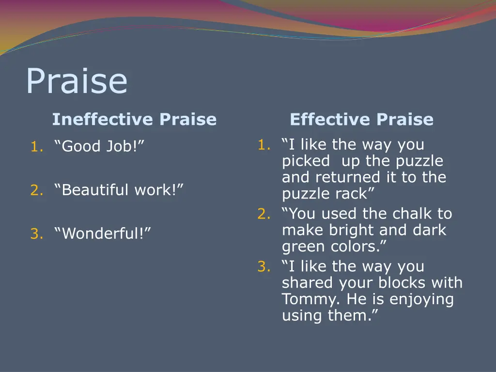 praise ineffective praise