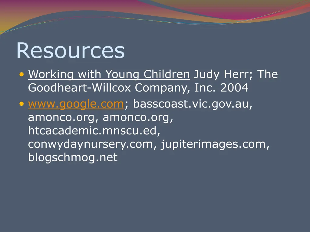 resources working with young children judy herr