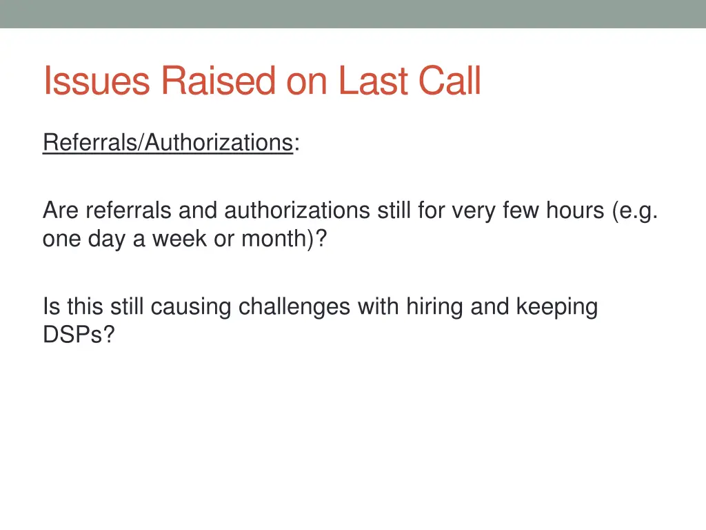 issues raised on last call 1