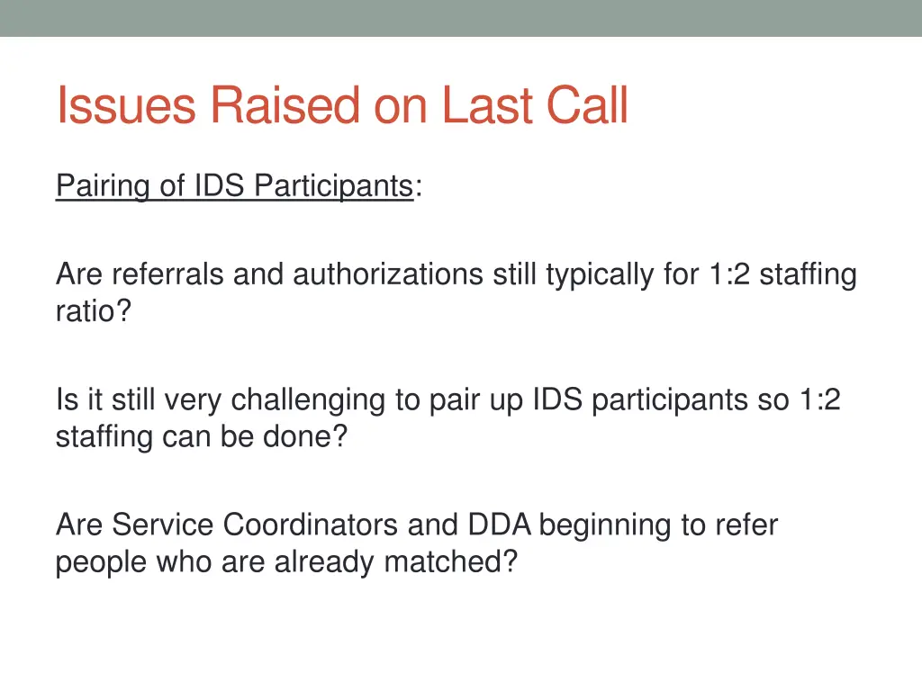 issues raised on last call 2