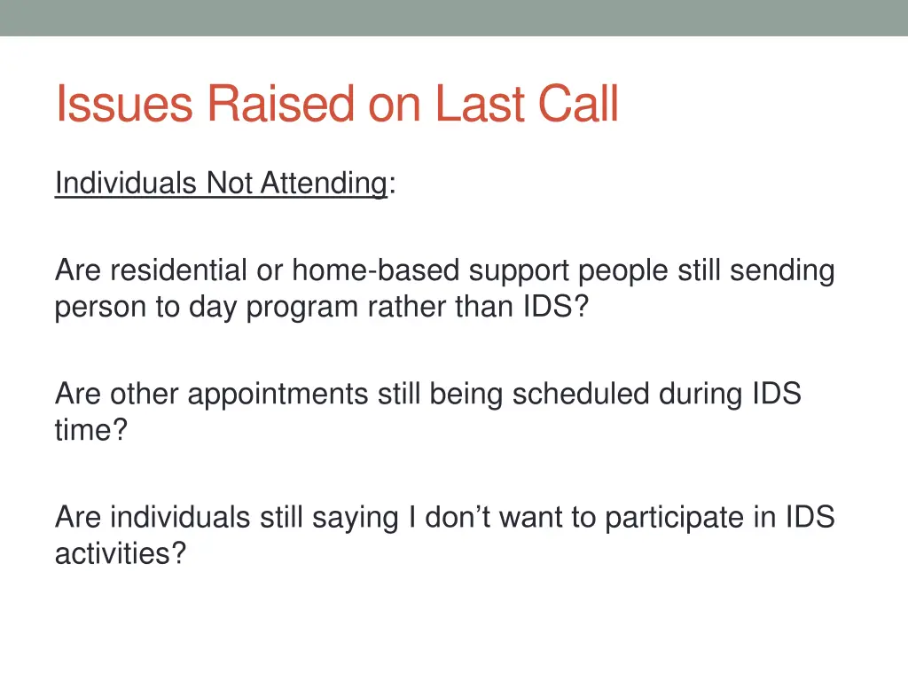 issues raised on last call