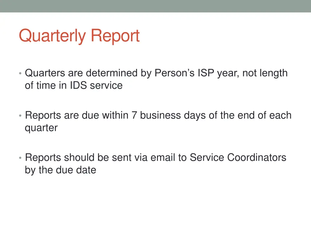 quarterly report