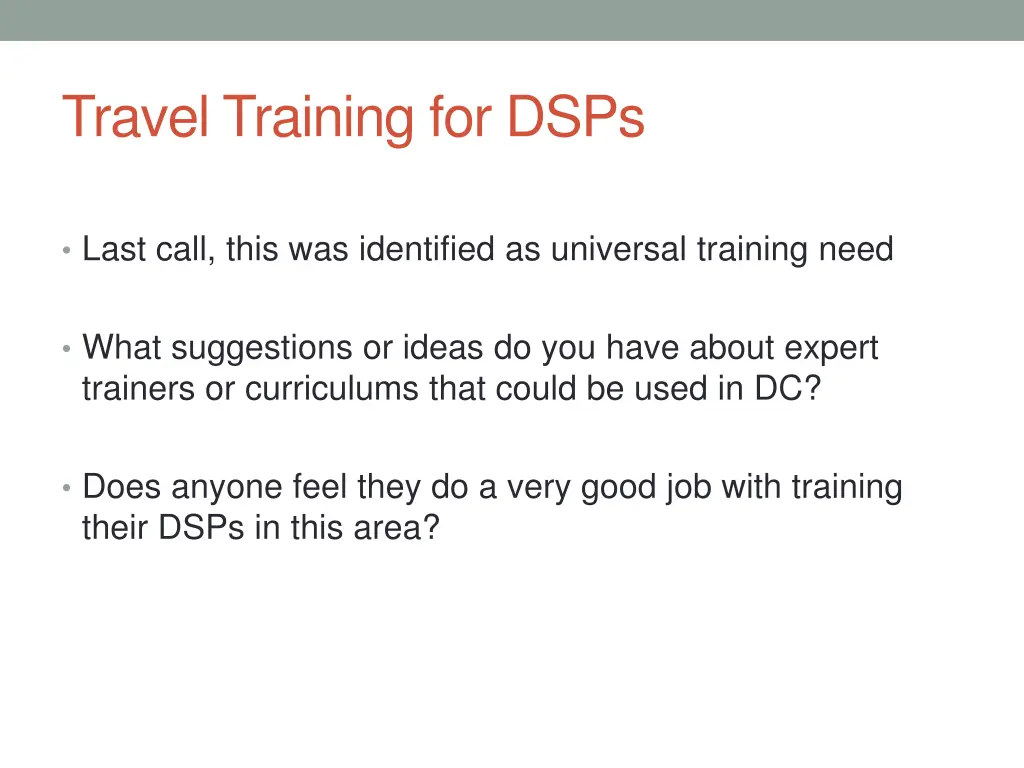 travel training for dsps