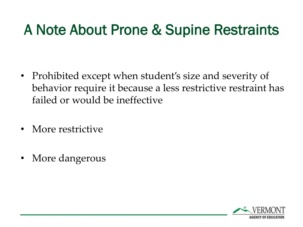 a note about prone supine restraints a note about