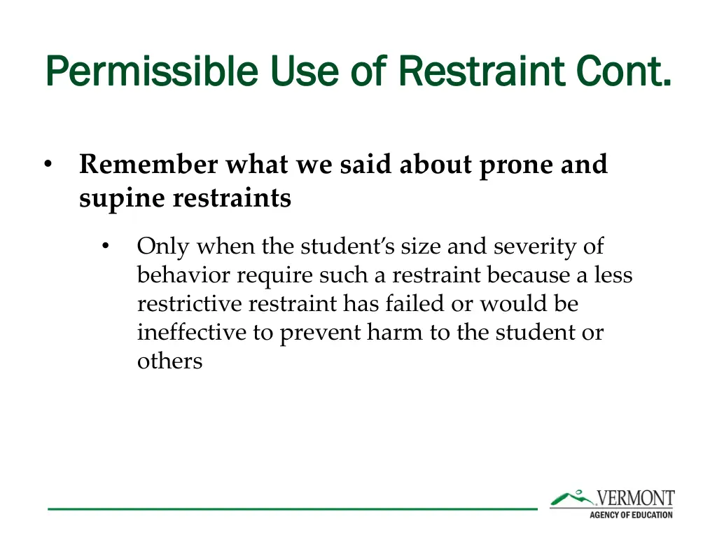 permissible use of restraint cont permissible 1