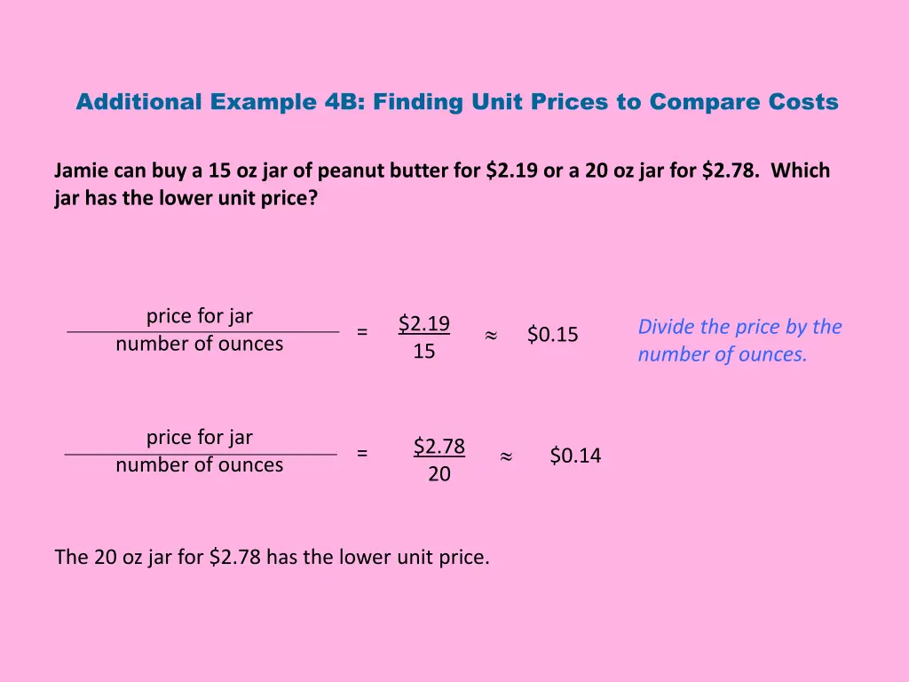 additional example 4b finding unit prices