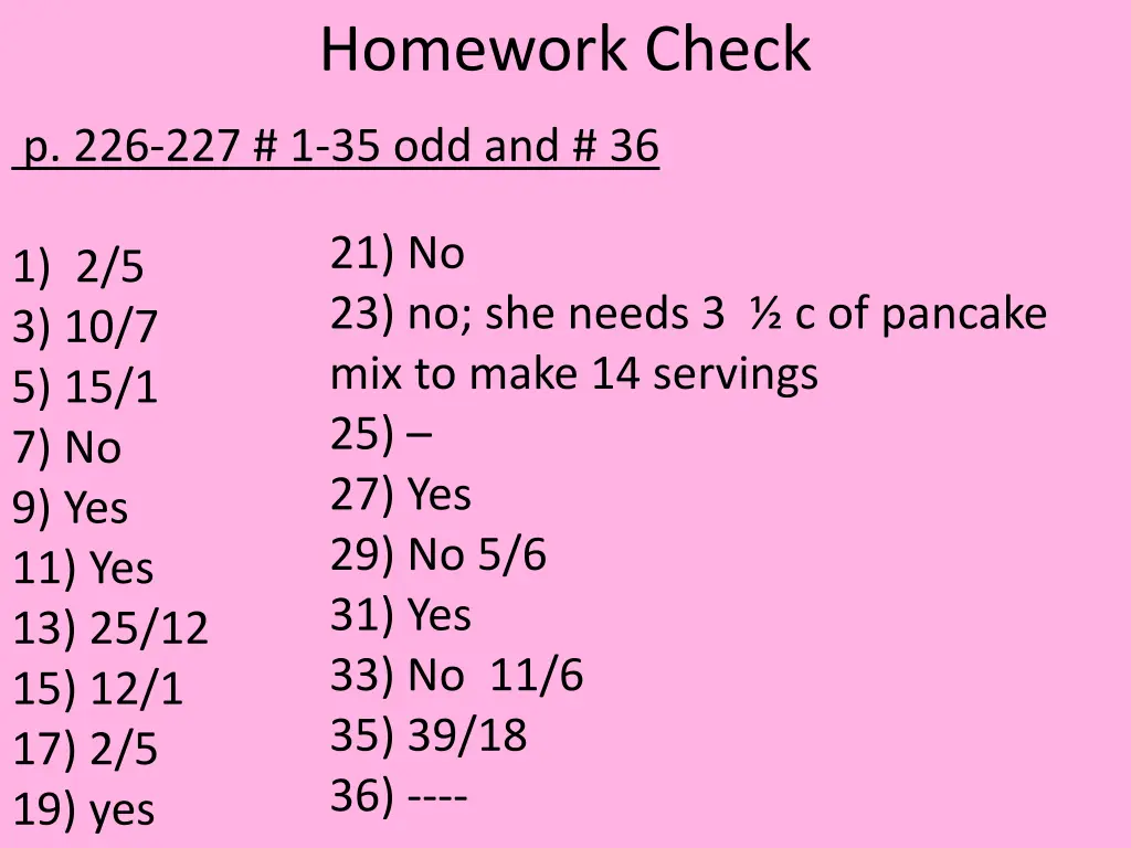 homework check