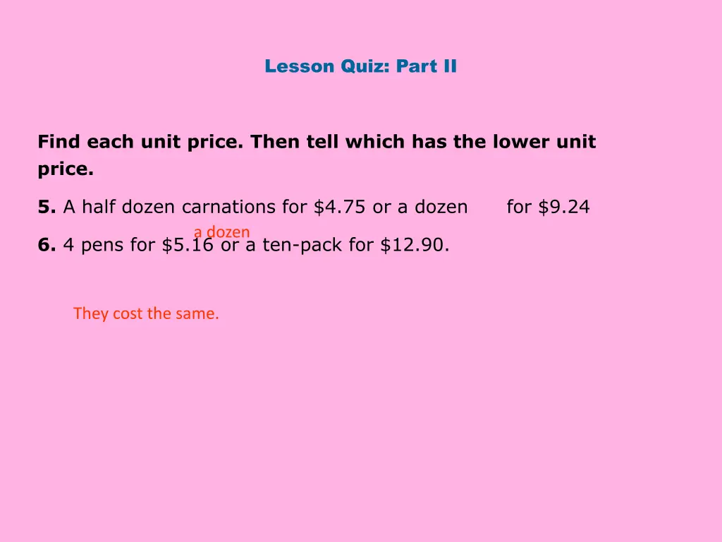 lesson quiz part ii