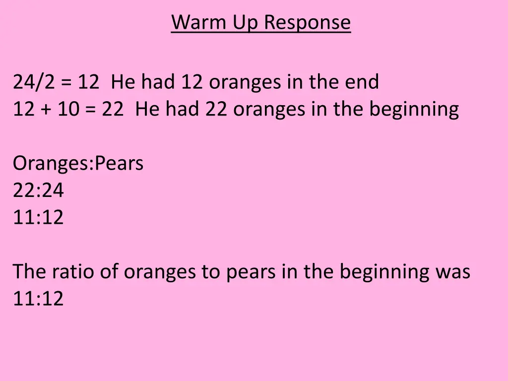 warm up response