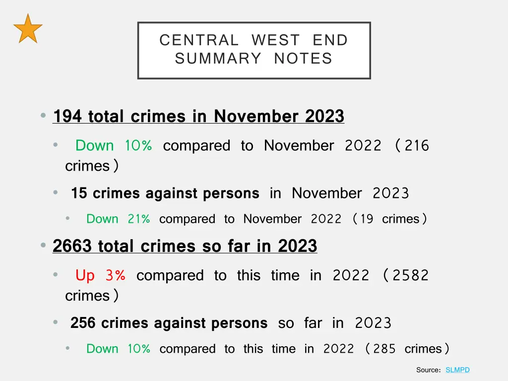 central west end summary notes