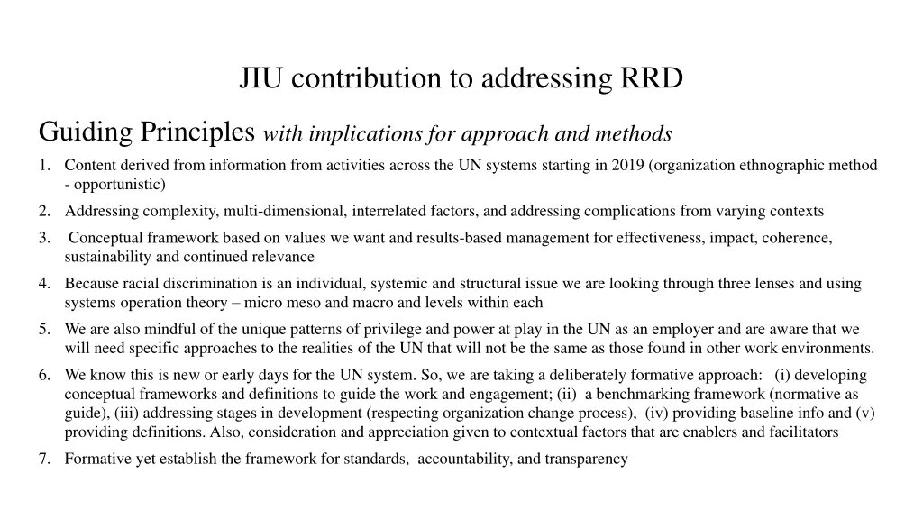 jiu contribution to addressing rrd 1