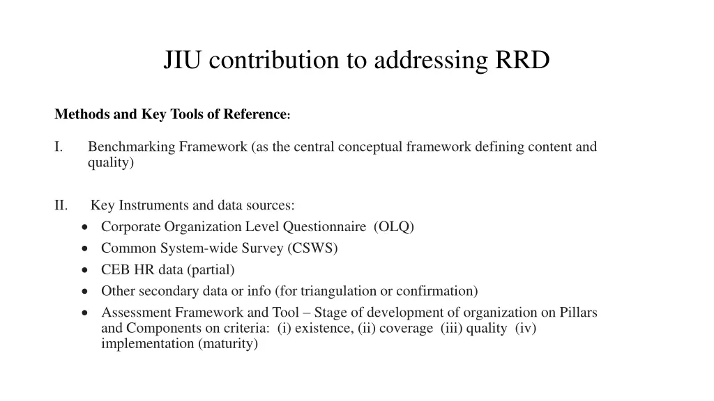 jiu contribution to addressing rrd 2