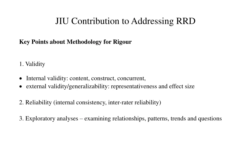 jiu contribution to addressing rrd 3