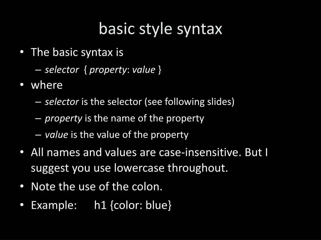 basic style syntax