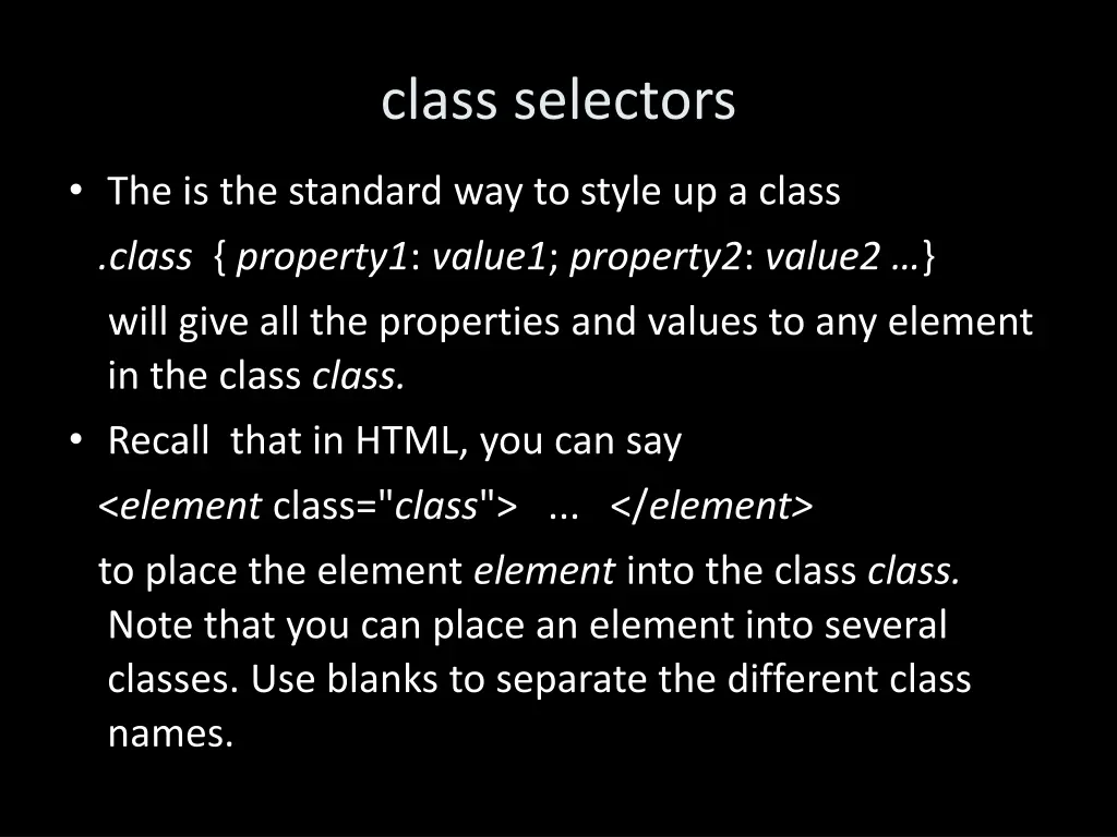 class selectors