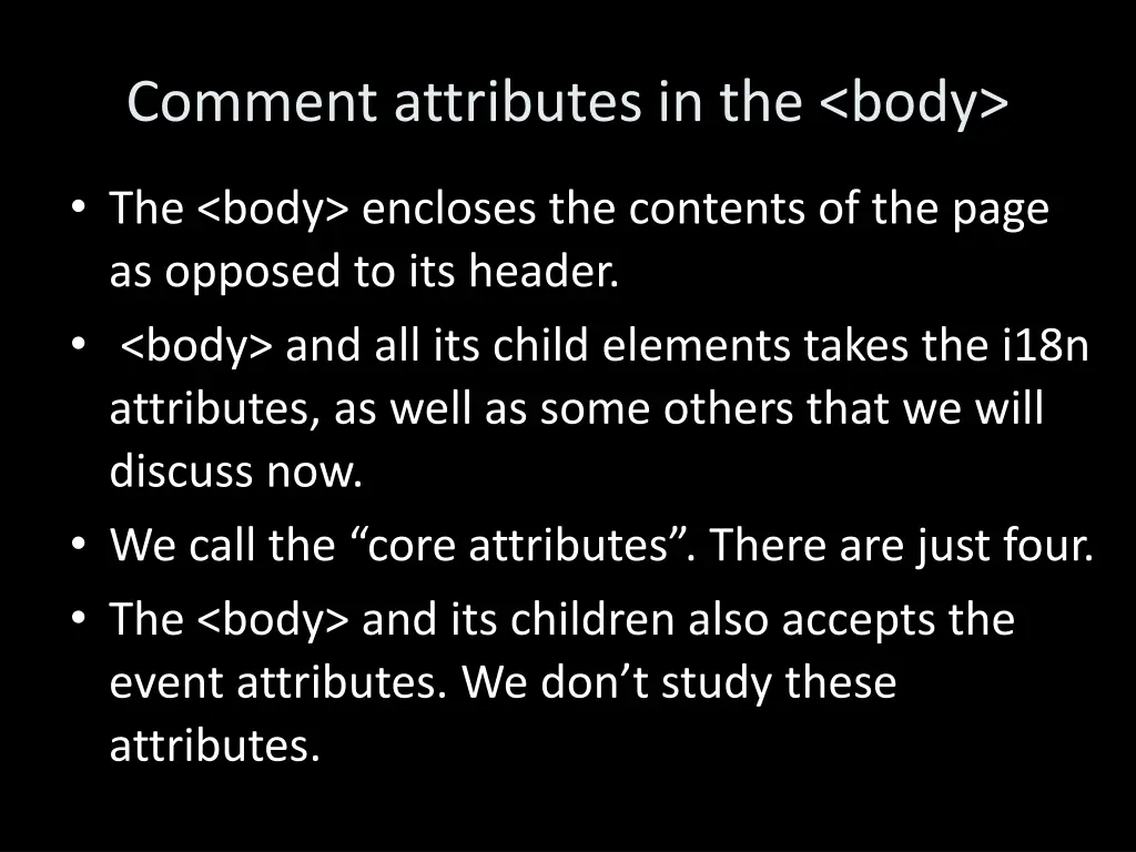 comment attributes in the body