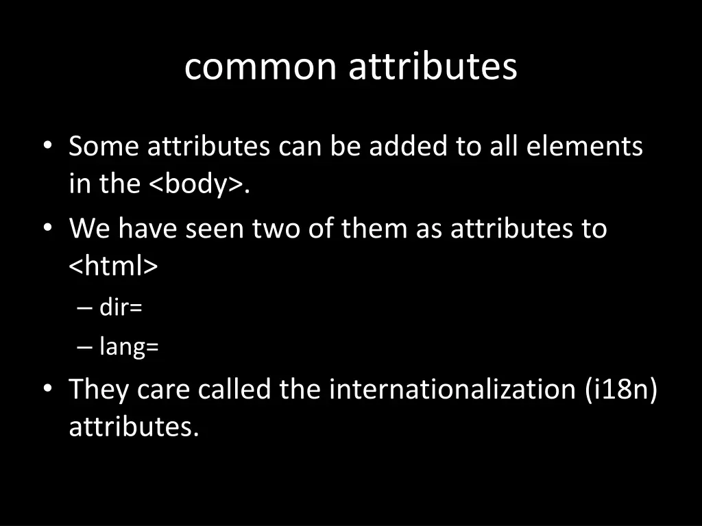 common attributes