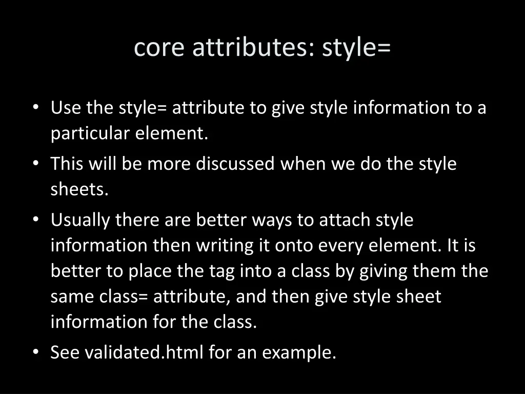 core attributes style