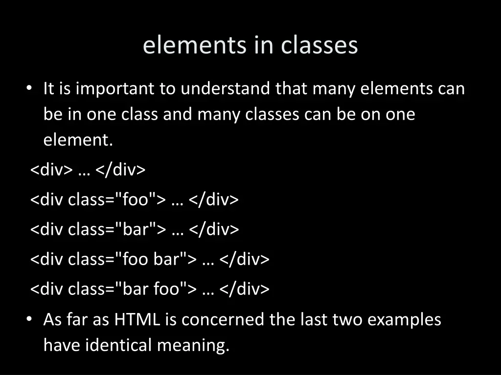 elements in classes