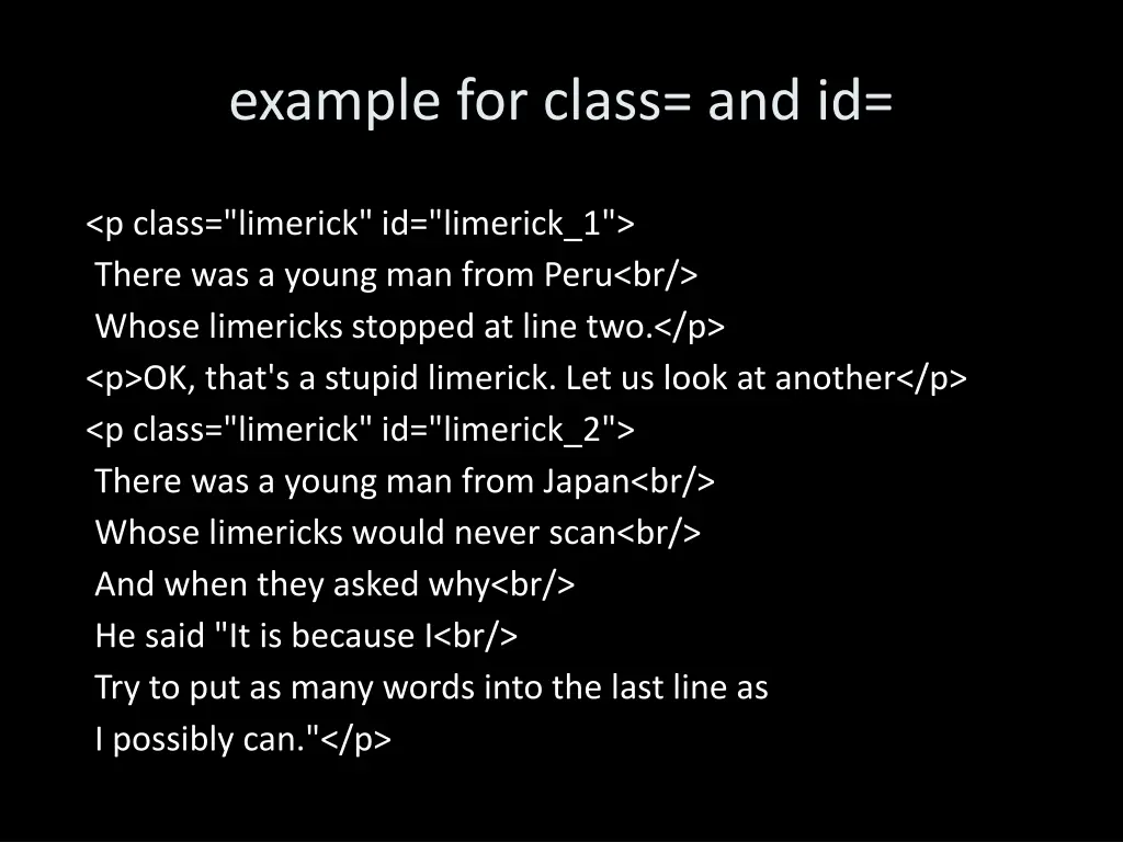 example for class and id