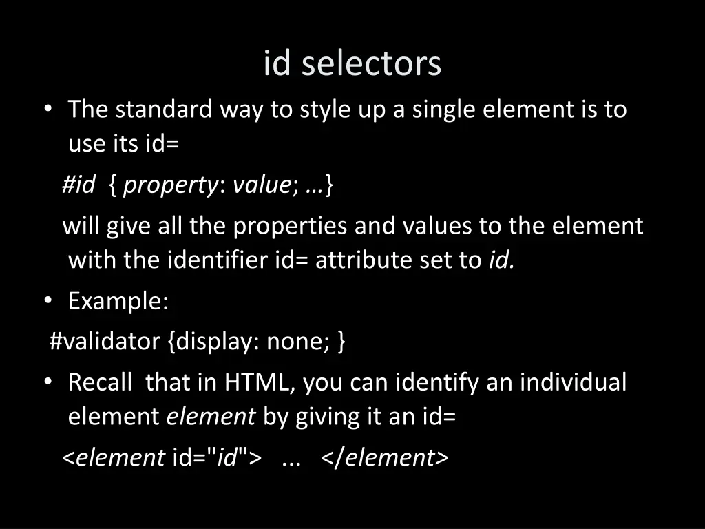 id selectors