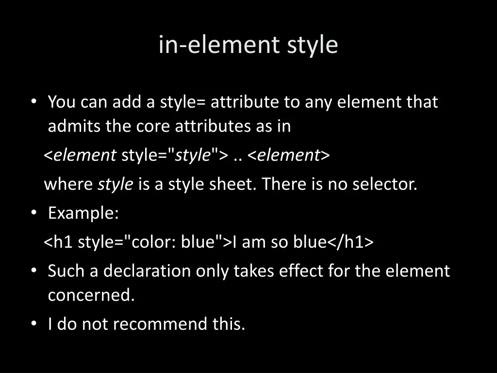 in element style
