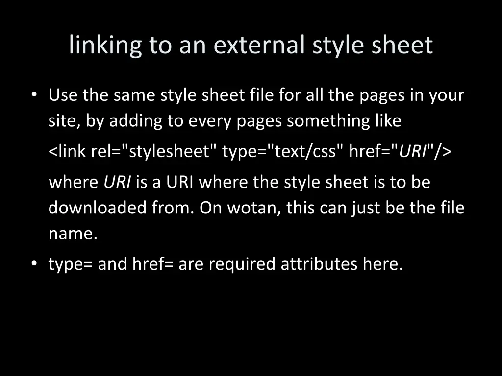 linking to an external style sheet
