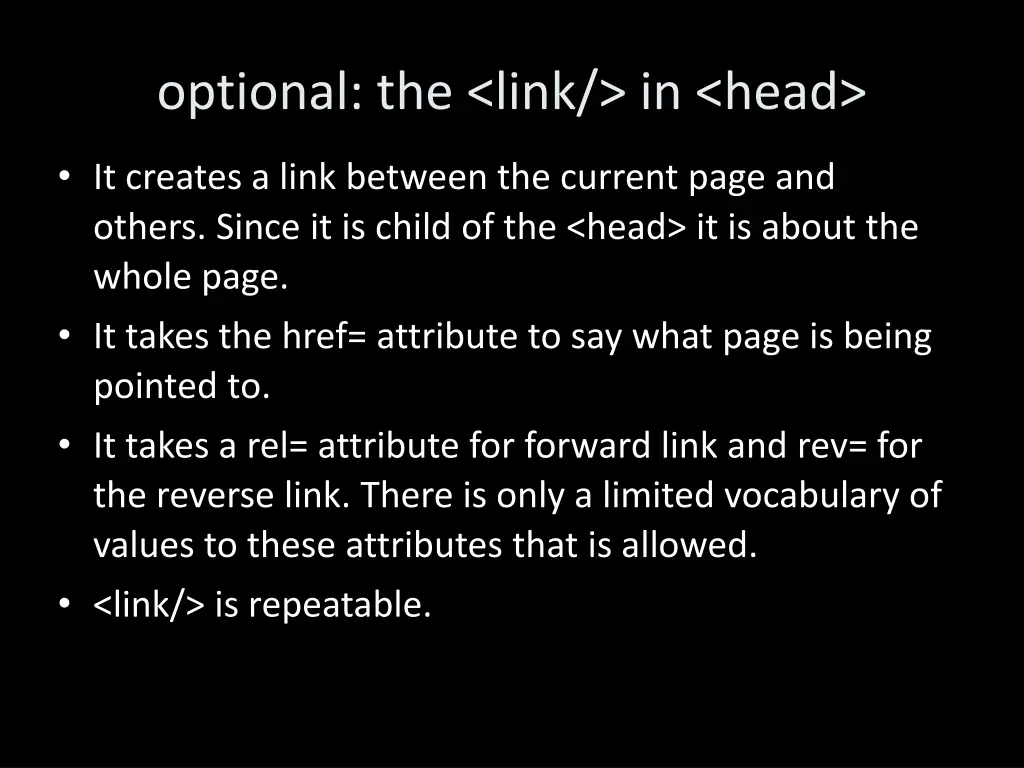 optional the link in head