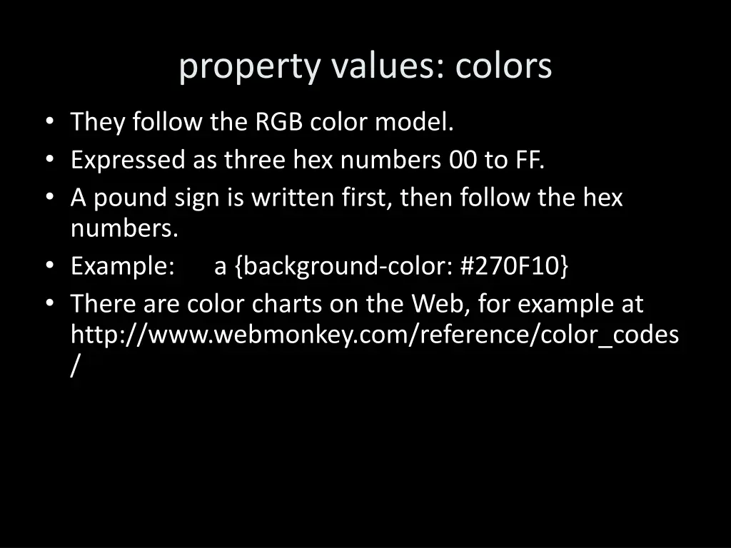 property values colors