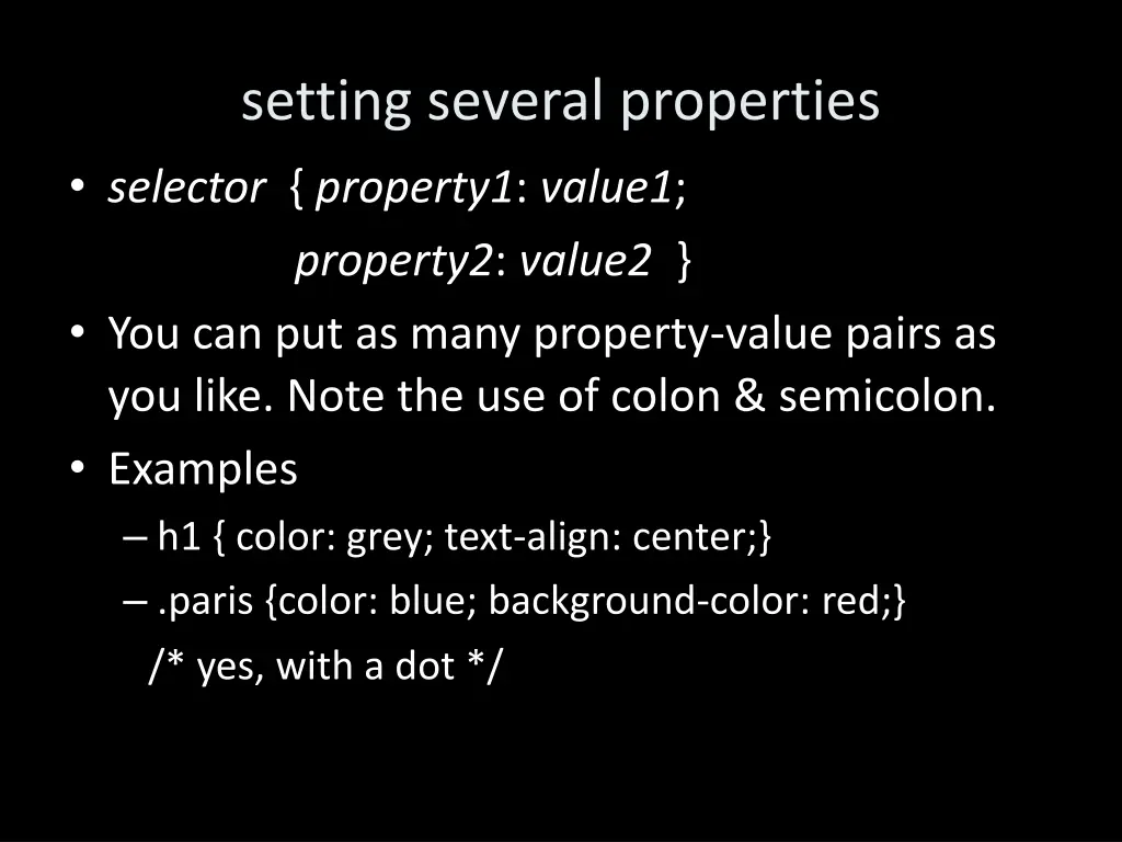 setting several properties selector property1