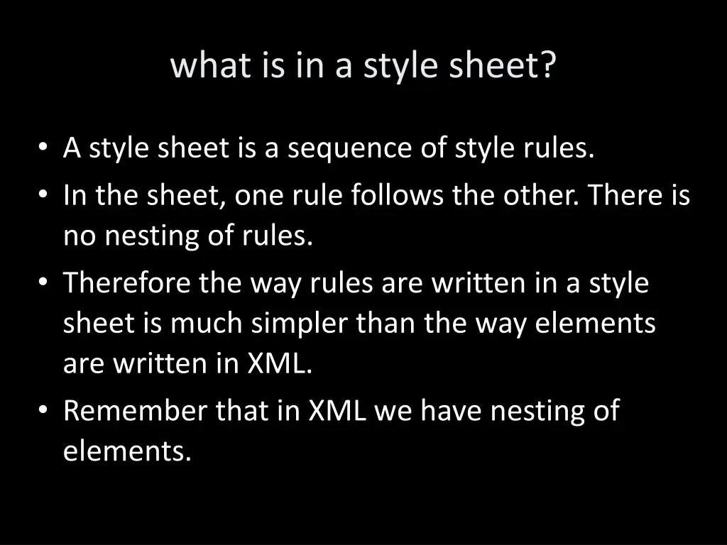 what is in a style sheet