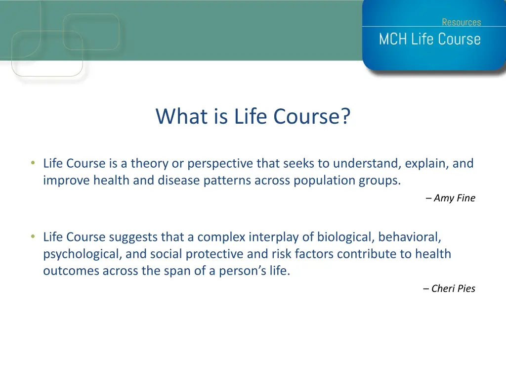 what is life course