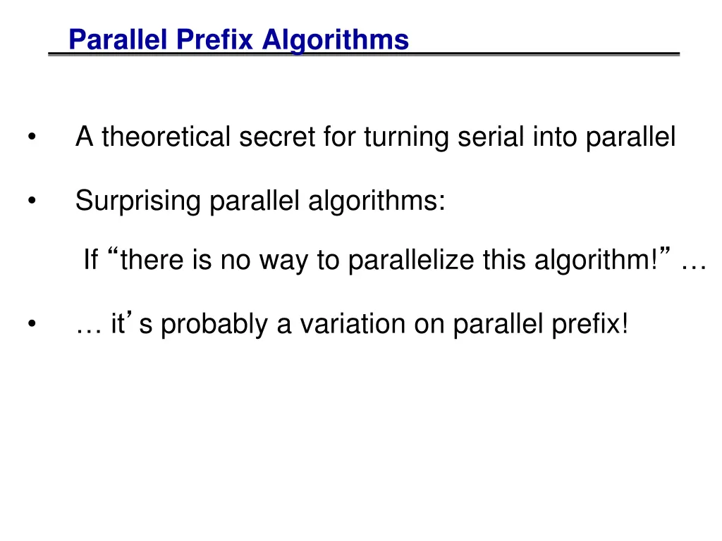 parallel prefix algorithms