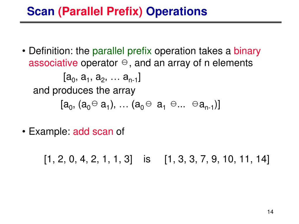 scan parallel prefix operations