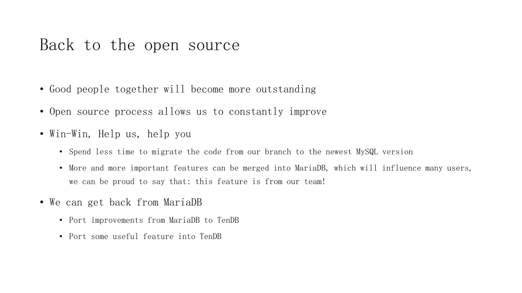 back to the open source
