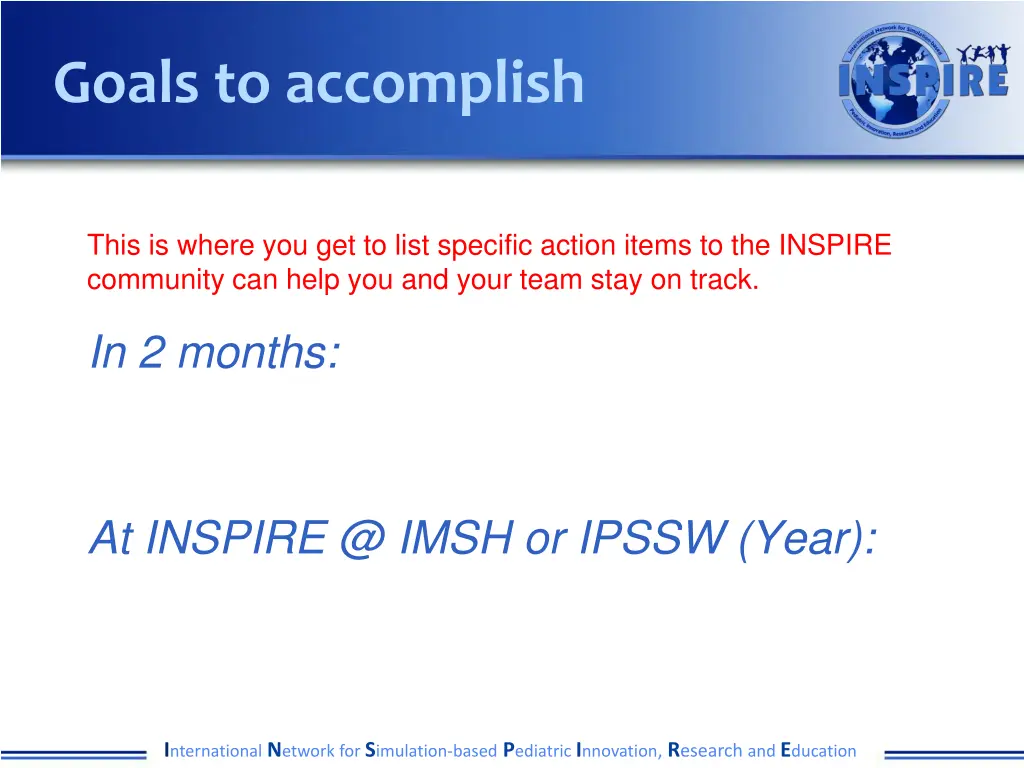 goals to accomplish