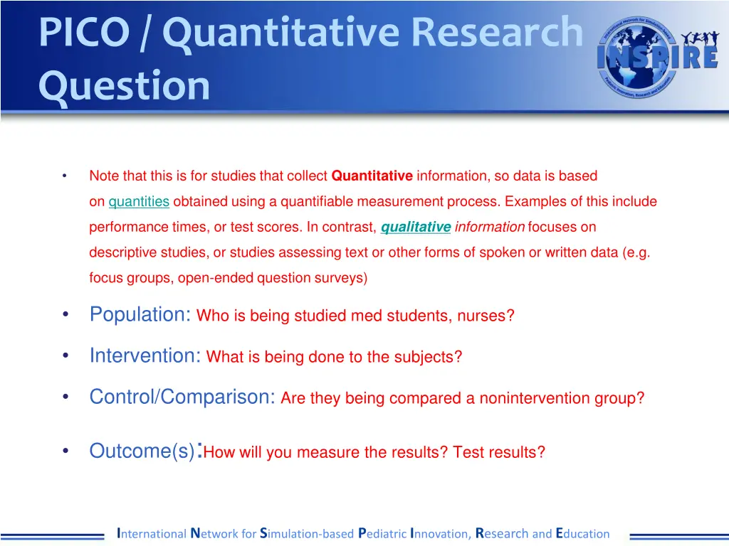 pico quantitative research question